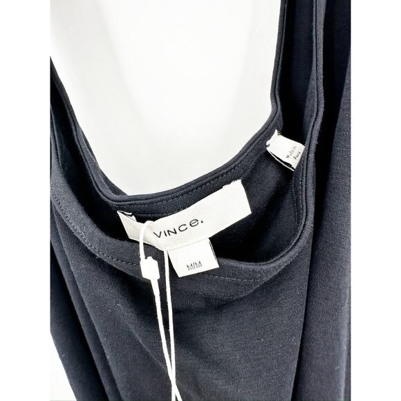 Vince Black Belted Square Neck Sleeveless Midi Dress Size Medium NWT - Picture 4 of 4